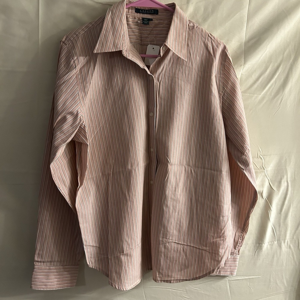 New Large Ralph Lauren stripe button front Blouse #1750*8, (JFT)